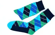 [pants & sox] Mens Unisex 4 Pairs Argyle Diamond Premium Cotton Socks 6-11 Green