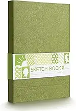 Arrtx Premium Hardcover Sketch Book, 60 Sheets/120 Pages, 180 GSM Thick Acid-Free Drawing Paper, Hardbound Sketch Pad with Inner Pocket, Green 8.5"x6.1" Sketchbook