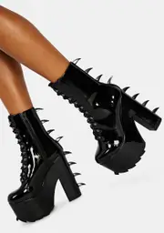 [FAN ALL FLAMES] Patent Predator Spiked Platform Boots