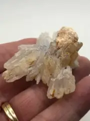 Pegmatite Quartz Crystal Cluster Specimen with Malachite