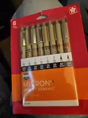 Sakura Pigma Micron Pen Set Black 005 01 02 03 05 Brush Graphic 30067 ANIME