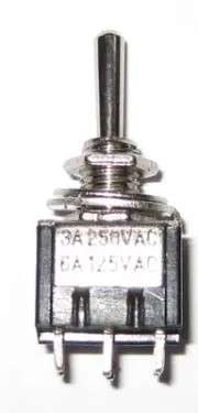 Mini Toggle Switch with Small Handle - DPDT 6A - 125 V - Mom On - Off - Mom On