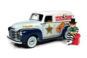 1948 CHEVY PANEL POLICE VAN W/ MR. MONOPOLY FIGURINE 1/18 scale DIECAST CAR