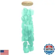 Sea Glass Wind Chimes for Outside, Handcrafted Capiz Sea Glass Shells 26" Win