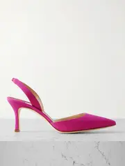[Manolo Blahnik] Manolo Blahnik - Carolyne 70 Silk Crepe De Chine Slingback Pumps - Fuchsia - IT40 IT 40 Pink