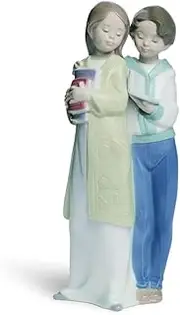 by Lladro Collectible Porcelain Figurine: Learning Together - 7 3/4" Tall - from The 'Naomi' Collection.