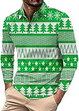 Mens Pack of Shirts and Autumn Casual Long Sleeve Buttoned Lapel Christmas Printed Long Sleeve T Shirt Tops Lady Long T Shirt