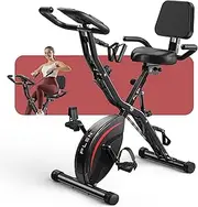 Pleny Folding Exercise Bike, 5 IN 1 Stationary Bike 5.5 LBS Flywheel Exercise Bike, Indoor Workout Bike 330LB Weight Capacity Back Support Cushion for Home Gym Workout