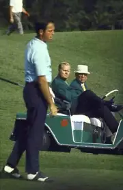 Golf The Masters Jack Nicklaus in cart watching Bobby Nichols duri- Old Photo
