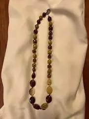 NWT 25” Handmade Mookaite (Australian Jasper) Necklace & Earrings Sterling Clasp