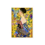 Lady With A Fan By Klimt Gold Frame Canvas Wall Art