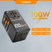 Universal Travel Adapter GaN 100W Worldwide Power Outlet Type C/G/A/I NEW