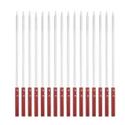 16pcs Kebob Skewers 50cmx10mmx2mm Stainless Steel Flat Sticks with Wood Handle