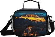 Potala Palace Night Insulated Lunch Box for Women Men - Ideal for Work, Picnics - Includes Adjustable Shoulder Strap