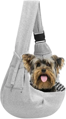 Dog Carrier Sling - Puppy Sling Carrier with Adjustable Shoulder Strap and Zippe