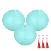 3 Pcs Light Blue Round Paper Lanterns 10 Inch Paper Lantern Party Decorations