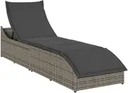 Folding Patio Sun Lounger: Reclining Rattan Chair, Ideal for Lawn, Beach, Outdoor, Camping - Foldable Chaise Gravity for Adults Comfort