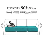 Stretch Sofa seat Cushion Cover Slipcover Elastic Couch Armchair Loveseat 4 or 3 Seater Grey Plain Solid Soft Durable Washable