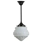 Premier Opal Matt 8&quot; Shade w 3/4&quot; x 1/2m Black Rod Pendant