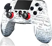 RCCBOOST Wireless Controller for PS4, PS4/Slim/Pro Controller with 6-Axis Gyro Sensor, Dual Vibration Gamepad Joystick - Audio Microphone - Touch Screen - 600mah Battery (Graffiti)