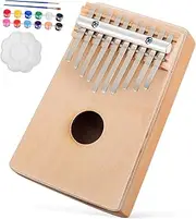 ERINGOGO Wooden Kalimba Piano 10 Keys Thumb Piano Toy for Kids with Paint Set Musical Instrument for Toddlers