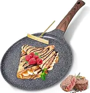 UVwey Crepe Pan Nonstick, 11 inch Comales para Tortillas Griddle for Stove Top, Granite Coating Flat Pancake Dosa Tawa, PFOA Free and Induction Compatible (Grey)