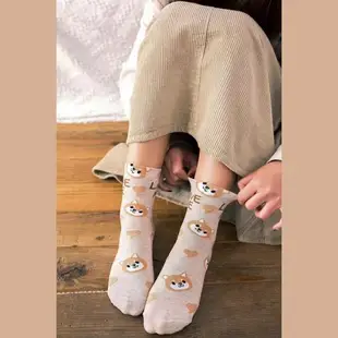 【小柴犬】可愛襪子女卡通中筒襪透氣長襪