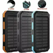 900000mAh Portable Solar Panel 2USB LED External Battery Power Bank Pack Charger