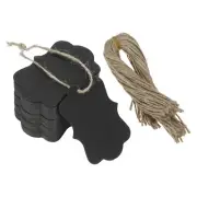 100Pcs Black Price Tags with Twine String, 2.76 x 1.97 Inch Scalloped Gift Tags