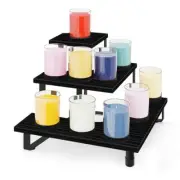 3 Tier Wooden Retail Display Shelves, Portable Display Rack for Black, Corner
