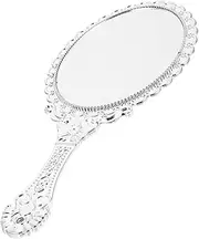BAZEITFLOW Vintage Handheld Mirror Embossed Hand Held Makeup Vanity Mirror Portable Design for Quick Touch Ups Lightweight Durable for Womens Beauty Routine