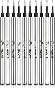 Rollerball Pen Refills Work for Original Pemmeed G5/G8 Pens, Parker Waterman Compatible Pen Refills, Gel Ink Metal Standard Size Fine Point 0.7mm Black Ink (Pack of 10) (black)