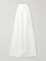 [REEM ACRA] REEM ACRA - Pleated Mikado-piqué Wide-leg Pants - White - US14 US 14 White