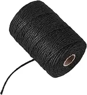 4mm 100 Feet Black Natural Jute Twine, for Crafts Gift, Craft Projects, Wrapping, Bundling, Packing, Holiday Packaging Twine, Gardening and More, Jute Rope to Use Around The House and Garden
