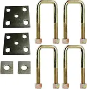 U Bolts Kit 50mm Square X 6 inch 5/8 Ubolts Fish Plates Axle Pads Trailer Caravan