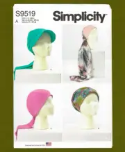 Women's Headwraps & Hats Sewing Pattern (Sizes XS, S, M, L) Simplicity 9519