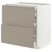 METOD / MAXIMERA base cb 2 frnts/2 low/1 md/1 hi drw, white/Upplöv matt dark beige, 80x60x80 cm