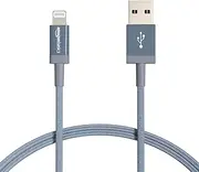 Amazon Basics Nylon USB-A to Lightning Cable Cord, MFi Certified Charger for Apple iPhone 14 13 12 11 X Xs Pro, Pro Max, Plus, iPad, Dark Gray, 3-Ft, 2-Pack (0.91 meters)