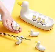 6 Pieces Funny Ducks Chopstick Rest Knife Holder Set, Spoon Fork Stand for Tableware Cooking Utensils Dish Gift Kitchen Accessories