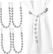 Vaguelly 6pcs Acrylic Bead Curtain Tiebacks Drapery Holdbacks for Blackout Sheer Curtains for Home Office