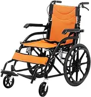 Folding Carbon Steel Wheelchair Travel Wheelchair with Double Brake and Honeycomb Cushion Manual Wheelchair for Elderly, Support 200 Lbs
