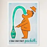 Galrie Perrier Pschitt Vintage French Advertising Poster -Classic Mineral Water Art Print, White Frame, 70 x 100cm (28 x 40inch)
