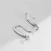 Sterling Silver CZ Earwire French Hook Pearl Pinch Bail Earring Findings F1227