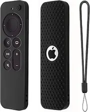 Silicone Remote Case for Apple TV Siri Remote 3rd Gen Protective Remote Cover Comaptable with Apple TV 4K 2nd Gen 2021 Remote Control Cover (Black)