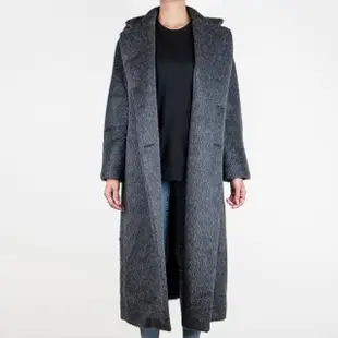 【MaxMara】Grigioscur 羊駝毛絨落肩長版大衣(深灰色)