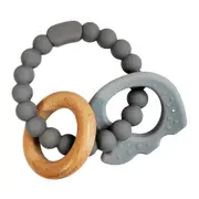 Urban Elephant 14cm Silicone Teether Ring Baby/Infant Chew Toy Blue & Natural