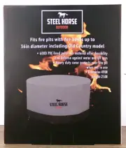 Steel Horse Round Fire Pit Cover, Fits Bowls Up To 36" Dia., Polyester, New S5