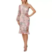 Aidan by Aidan Mattox Women's One-Shoulder Metallic Clip-Dot Dress - Pink Multi