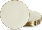 Famiware Jupiter Dinner Plates Set of 6, 10.5 Inch, Vanilla White, Microwave & D