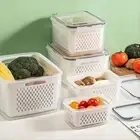 5 PCS Large Fruit Containers for Fridge,Leakproof Food Storage 5-Pack white